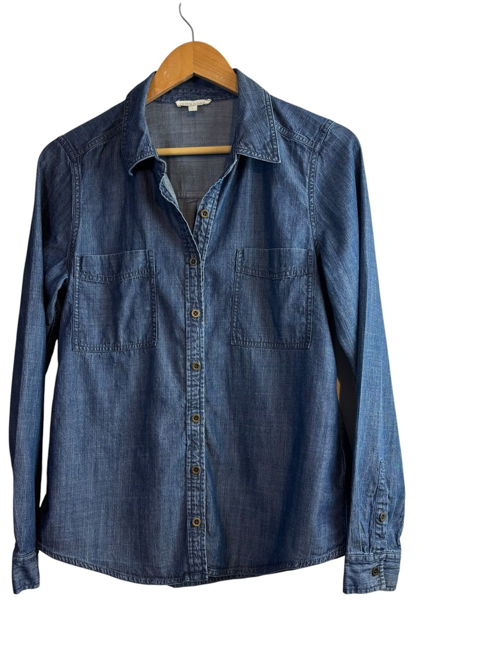 Eileen Fisher Lightweight Denim Button Down Shirt Cotton/ Tencel Women’s Size S